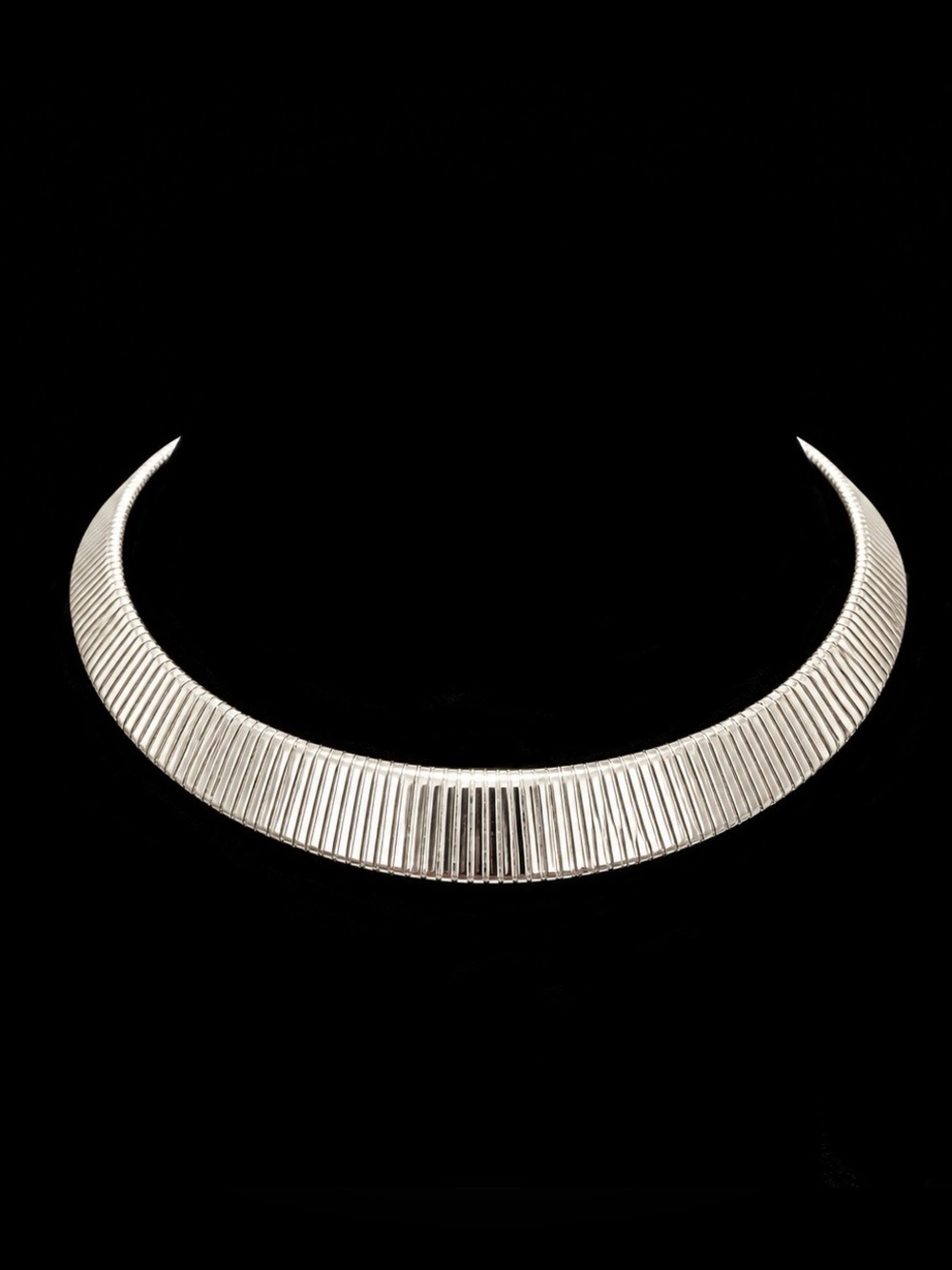 Monet Silver Ribbed Collar Necklace
